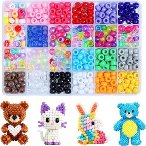600pcs Rainbow Color Pony Beads, Diy Mix Beads, Bead Assortment, DIY Jewelry Making Kit, Handmade Friendship Bracelet Set, Keychain Charms, Craft Accessories