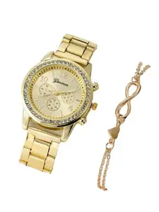 2-Piece Women's Watch Three-Eyed Set Quartz Diamond-Embedded Watch Birthday Gift Gift Watch