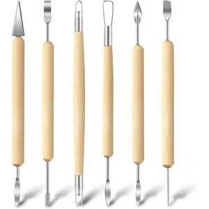 6 Pack Clay Tools Kit, Pottery Tools & Sculpting Tools, Polymer Modeling Clay Cutters Sculpture Set for Carving, Ceramics, Molding, DIY