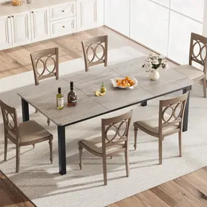 Gaomon-Rustic Dining Table for 6, 78.7” Large Rectangular Kitchen Table with Metal Legs, Industrial Farmhouse Style Wood Table for Dining Room, Living Room, Home Office
