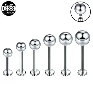 G23 Titanium Internally Threaded Labret Studs, 16G Flat Back Earrings for Cartilage, Tragus, Helix, Lip, Monroe Piercing Jewelry, 3mm/4mm/6mm/7mm Ball Top