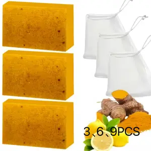 Turmeric Kojic Acid Soap Bar Set, 3 Pcs Natural Glycerin Cleansing Soaps, Moisturizing Face & Body Wash Bars, Daily Skin Care Cleanser for Soft and Fresh Looking Skin homemade