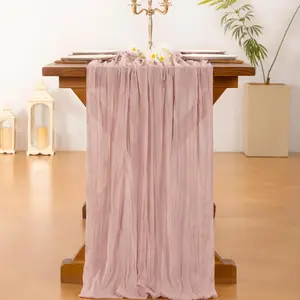 Elegant Chiffon Table Runner Soft Pleated Gauze Decor for Wedding Party Dining Table Lightweight Flowy Reusable Modern Rustic Style
