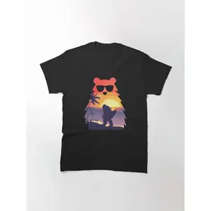 A Bigfoot Surfing in Sunset  Classic T-Shirt