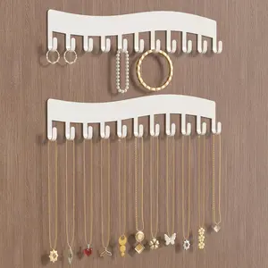 Wall Mounted Necklace Organizer Holder Jewelry Hanging Storage Display Hanger for Necklaces White