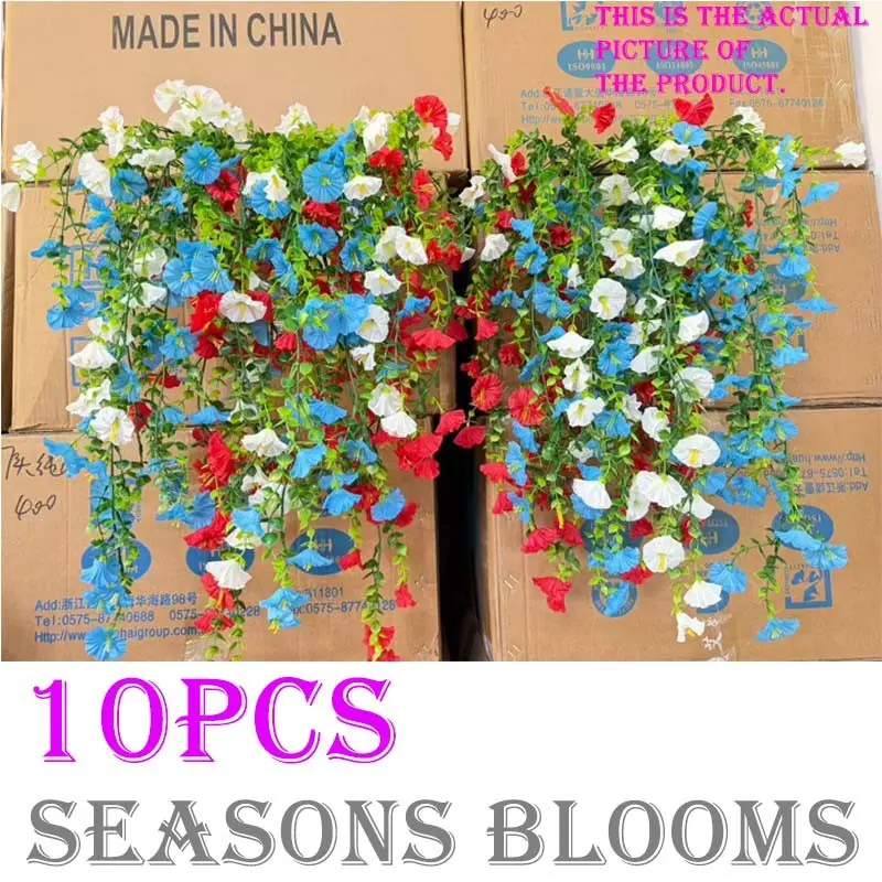 10-Piece Patriotic Flower Artificial Hanging Decor, Blue Floral Wreath, Independence Day Decoration, Wedding Graduation Summer Spring, Decorative Flowers, Ornaments