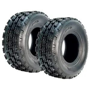 19x7-8 ATV UTV Knobby Sport Tires, Front 19x7x8 Mini Bike Tires 4 Ply Tubeless (Set of 2)