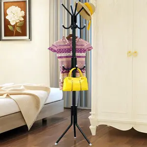 12 Hook Metal Cot Rack Freestanding Organizer for Coats Hats Jackets Purses Hall Tree Three-Tier Design Easy Storage Solution for Home Furniture