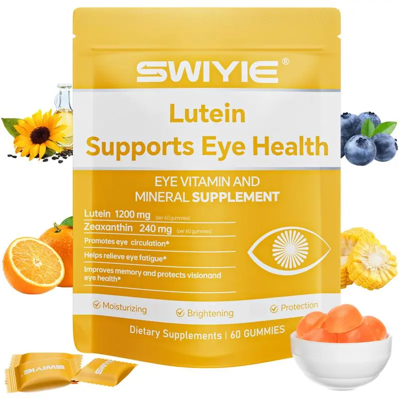 Swiyie Lutein & Zeaxanthin Gummies - Eye Health Supplement with Astaxanthin, Vitamin A, C, E - Blue Light Defense, Vision Support - Berry Flavor, 60 Count Dietary Wellness Supplement