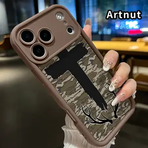 Phone Case for iphone 17 Pro Max 16 Plus 15 14 13 12 11 XR Air E Camouflage Cross Antlers Pattern Soft TPU Rubber Camera Protection Rugged Mobile Phone Cover for Girl