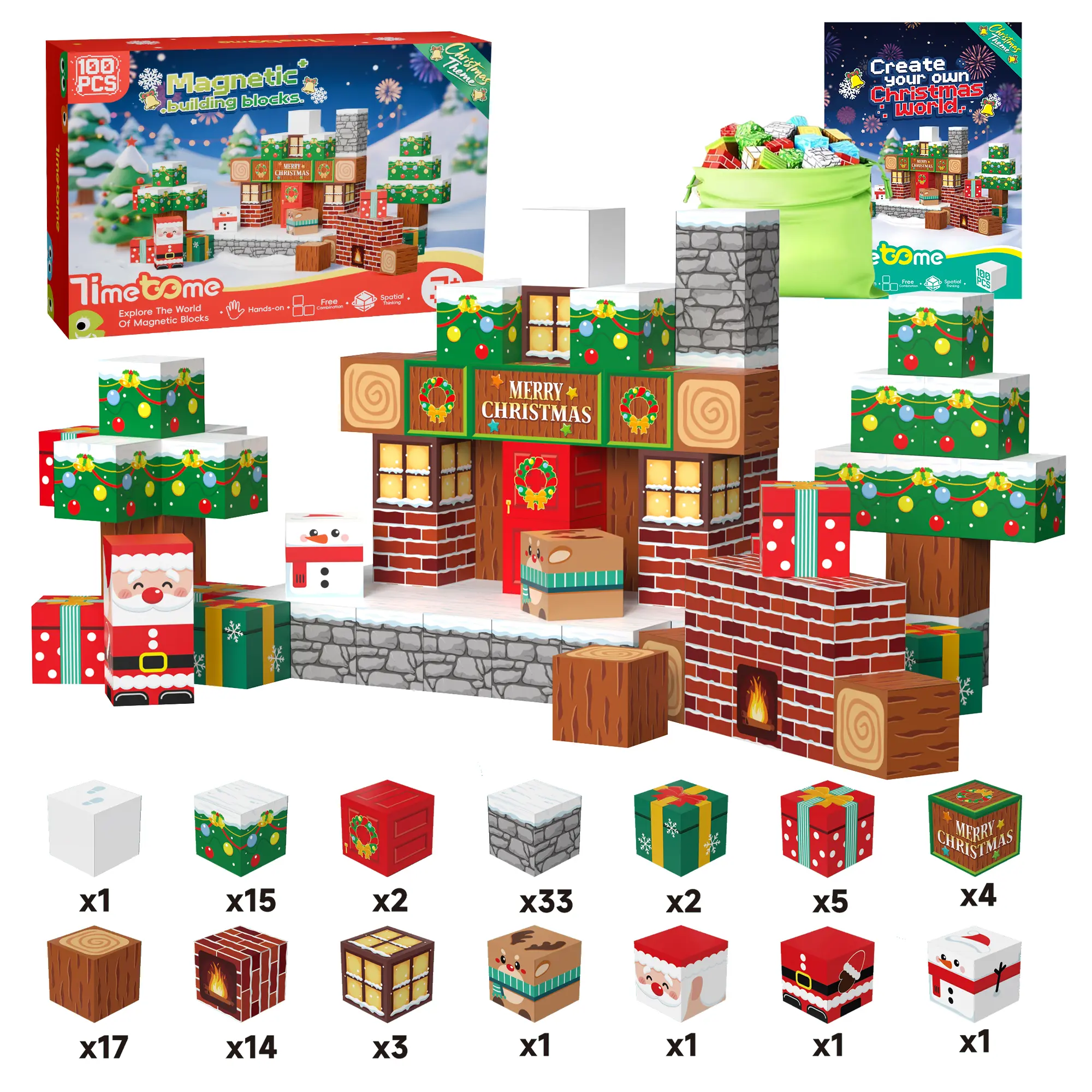 Timextome Magnetic Building Blocks Block Set Model Building Kits - 100/150/200PCS 2cm Cubes, 19 Designs, STEM Learning Toys for Kids 4-8, Craft Ideas, Open Ended Play, Do It Yourself, STEM Fun, Gift Ideas For Kids