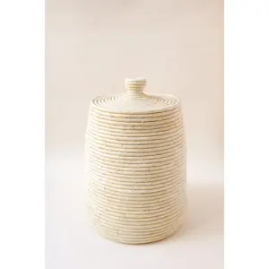 Raffia Lidded Basket