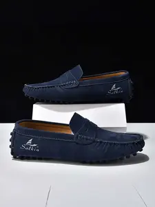 Men's Driving Loafers, Soft-Sole Slip-On Moccasins, Versatile Breathable Casual Leather Walking Shoes, Flat Footwear