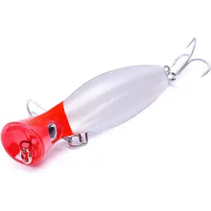 Popper Fishing Lure,  Topwater Popper Lures 3D Eyes Fishing Accessories for Saltwater Surface Casting and Freshwater Surface Fishing, Gt Tuna Kingfish Large  Fish (5.11in, 1.48Oz)