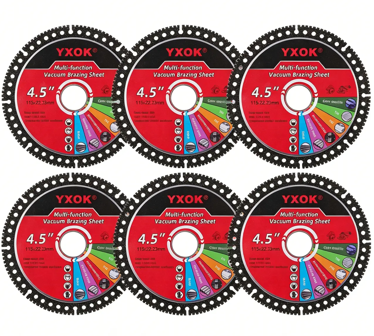 YXOK  6PCS 4.5" Diamond Cut-Off Wheels for Angle Grinder, Professional Grinding Discs for Metal, Rebar, Porcelain Tile, Granite & Marbl Power Tools SummerVibes Marble