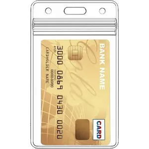 6 Pack Extra Thick ID Card Name Badge Holder Heavy Duty  Clear Plastic PVC Vertical Sleeve Pocket Resealable(Clear,)-