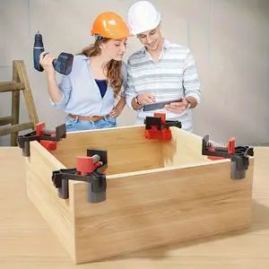 4pcs Woodworking Adjustable Right Angle Fastening Clamp, 90 Degree Quick Retainer Clamp, Reusable Clamp, Strong Spring Clamp for Sticky Fish Tank, Photo Frame Picture Frame, T-Frame and Corner Joint Frame