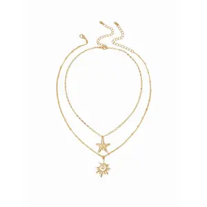 Cider SUN & STARFISH LAYERED NECKLACE