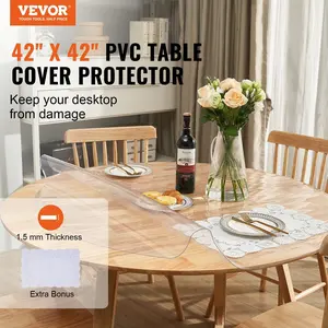 Clear Round Protector 42 Inch PVC Table Cover 1.5 mm Thick Waterproof Plastic Tablecloth for Dining Desk Coffee Table