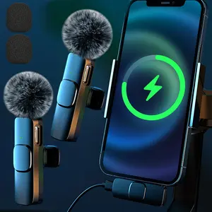 Wireless Lavalier Microphone, 1 Set USB Rechargeable Wireless Microphone, Ultra-low Delay Built-in Noise Reduction Chip Microphone for Video Recording Interview Podcast Live Streaming Equipment