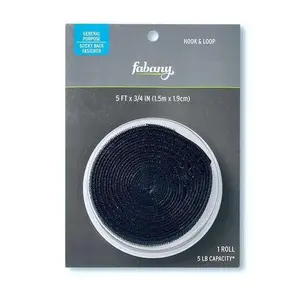 Hook & Loop Sticky Back Fastener Black ¾" x 5' by Fabany