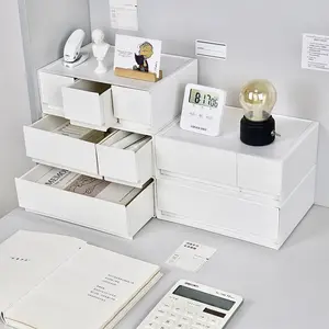 Desktop Storage Box, Plastic Organizer, Makeup Drawer Sorter, Stackable Multi-Layer, Jewelry Holder, Desk Accessories Tray