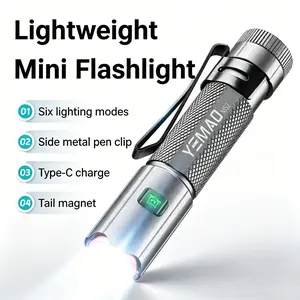 Magnetic Pen Clip LED Flashlight, Ultra-Bright Blue Strobe, Fast Charge Type-C, Outdoor Night Riding, Emergency Backup Light