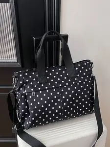 Fashionable cute daily large capacity polka dot tote bag, vintage commuting multi-pocket easy-to-match shoulder bag, suitable for various occasions.