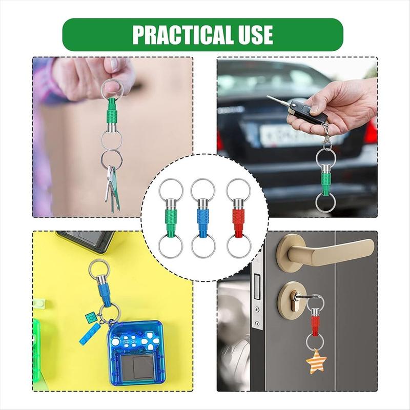 3pcs Quick Release Detachable Keychain, Double Rings Pull Apart Keychain, Spring Split Snap Seperate Keychain for Christmas New Year Home Use