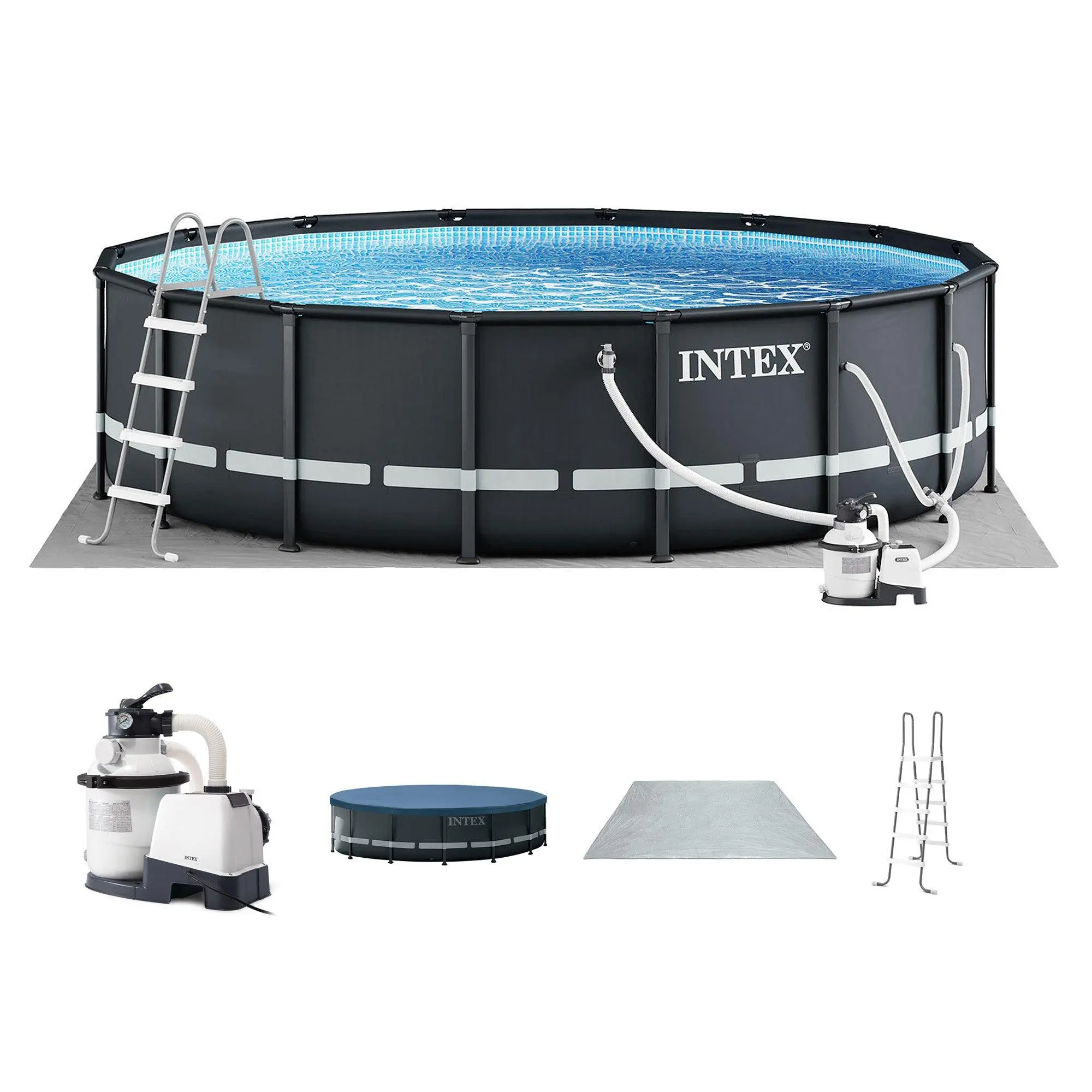 Intex Ultra XTR 16ft x 48in Outdoor Frame Above Ground Swimming Pool Set w/ Pump