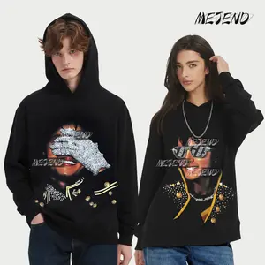Vintage Graphic Hoodie, Unisex Oversized Pullover Sweatshirt, 400GSM Heavyweight Cotton, Rhinestone Streetwear Hoodie, Casual Comfort Fit SpringStatements Long Sleeve Soft