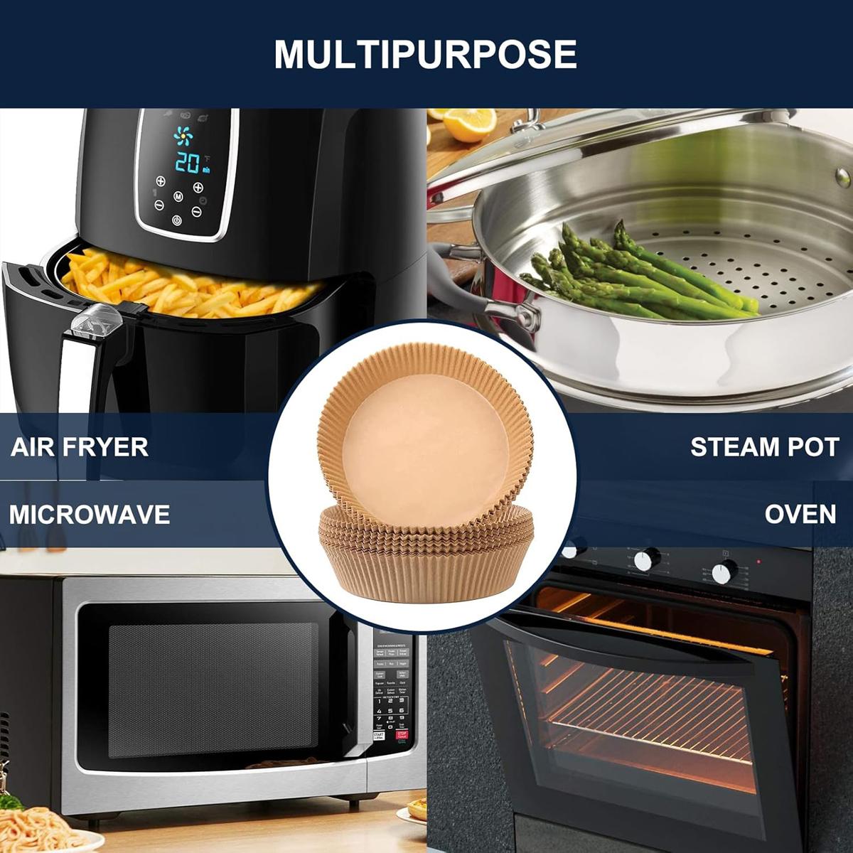 Air Fryer Liner,100 Square Air Fryer ParchmentPaper Liner, Air Fryer Liners Disposable for Microwave,Square Non-Stick Air Fryer Liner Square Free of Bleach