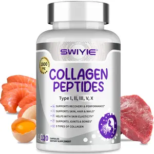 SWIYIE-Multi Collagen Peptides Capsules 1800mg, Hydrolyzed Collagen Supplements for Women & Men with Types I, II, III, V & X, Collagen Protein Supports Skin Nails Bones & Joints | 120 Count