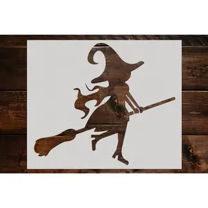 Witch on a Broom Stencil - Art and Wall Stencil