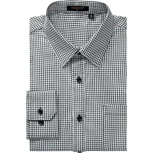 Mens Long Sleeve Dress Shirts,Plaid Striped Button Down Shirt,Big &Tall Men Gingham Camisa for Casual Business Formal