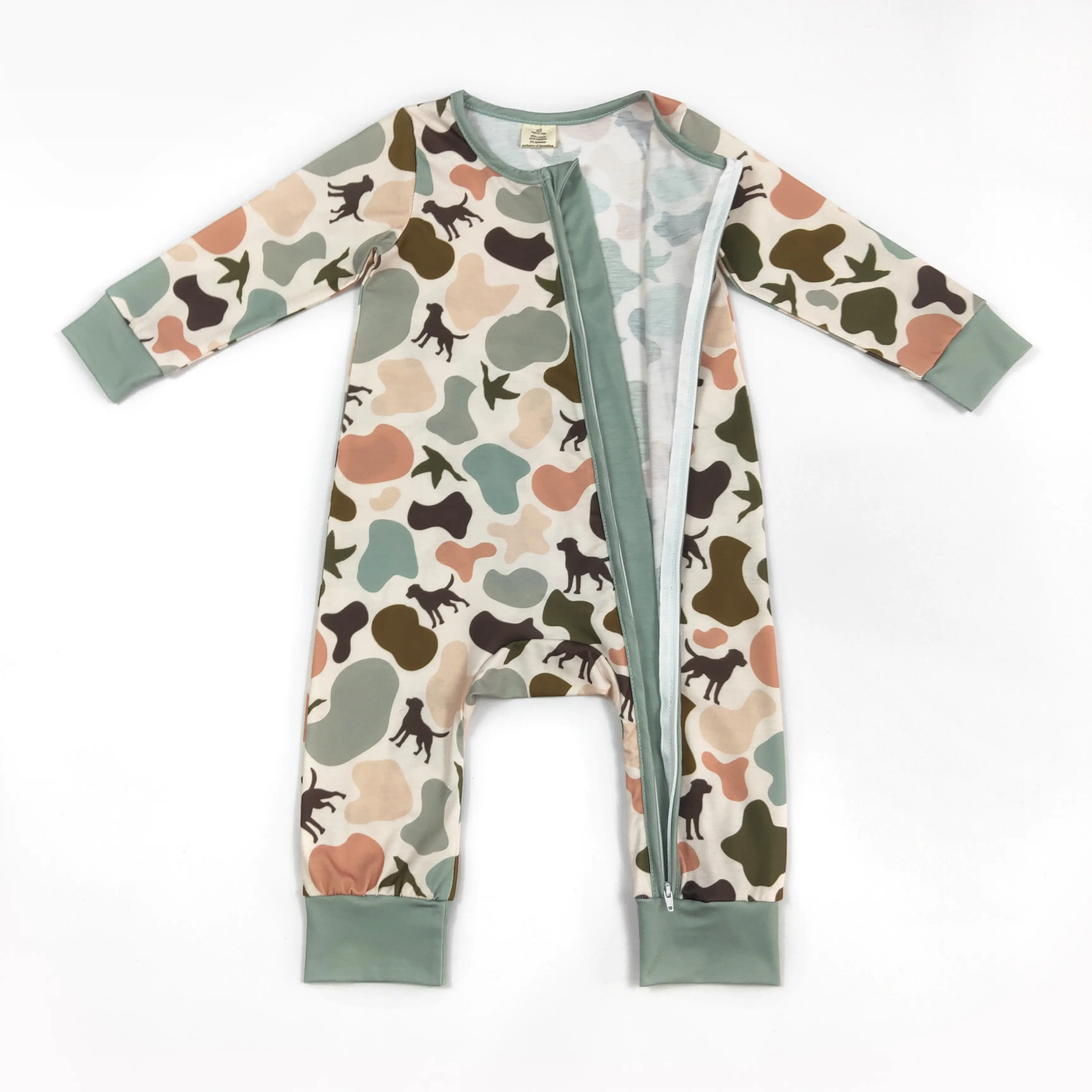 Camo Duck Print Long Sleeve OnePieces