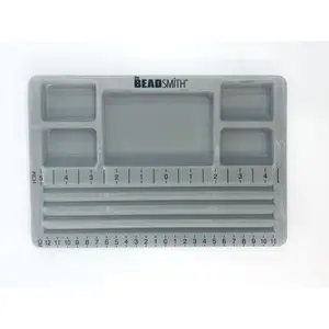 The BeadSmith Mini Travel Bead Design Beading Board, Gray Flock with Lid, 7.75 x 11.25 Inches