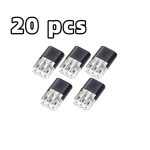 No Stripping 3 Wire Connectors, 3 Pins 2 Way Plug-in LED Wire Connectors Quick Connector for AWG 20-22 Pluggable Low Voltage Wire Connectors