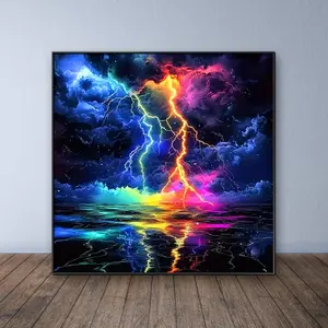 Colorful Lightning Pattern DIY Diamond Arts Colorful Painting Kit without Frame, DIY 5D Diamond Arts Colorful Painting Kit, Wall Art Decor for Home, Diamond Painting Kits