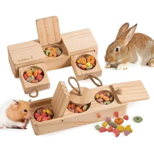 SoulThink® Interactive Wooden Pet Rabbit Toys - Sniff n' Snack Bunny Chew Toys for Rabbit Treats, Suited as Guinea Pig Toys, Hamster Toys for Boredom, Bunny Toys for Rabbits Keep Busy (2 Sets)