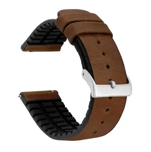Omega Moonswatch Leather And Rubber Hybrid Oak Brown Watch Band