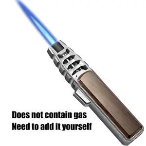 Camping Outdoor Jet Flame Lighter, Refillable Adjustable Flame Windproof Lighter, Long Stick Lighter for Candles BBQ (Excluding Fuel)