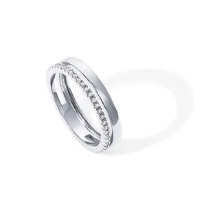 PAVOI 18K Gold Plated Eternity Ring for Women - Cubic Zirconia Dual Stacking Rings - Gold Eternity Band for Women - Thumb Ring