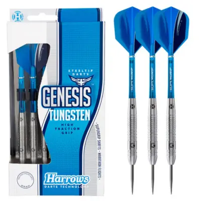 Harrows Genesis 60% Tungsten Steel Tip Darts - Slim-Line Barrels for Advancing Players, Precision Machined for Close Grouping, Darts Metal Tip, Darts Tips