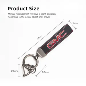 1Pcs Leather Keychain Hand-Woven Key Rope Key Ring Auto Emblem Accessories  For GMC Terrain Sierra Canyon Yukon Acadia Savana Denali AT4 Granite