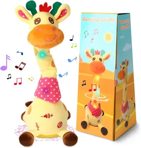 Dancing Talking Giraffe Toy, Stuffed Animal Baby Toy Repeating What You Say, Glowing Musical Electronic Giraffe Gifts for Toddlers 1-3 Years Old (Giraffe)