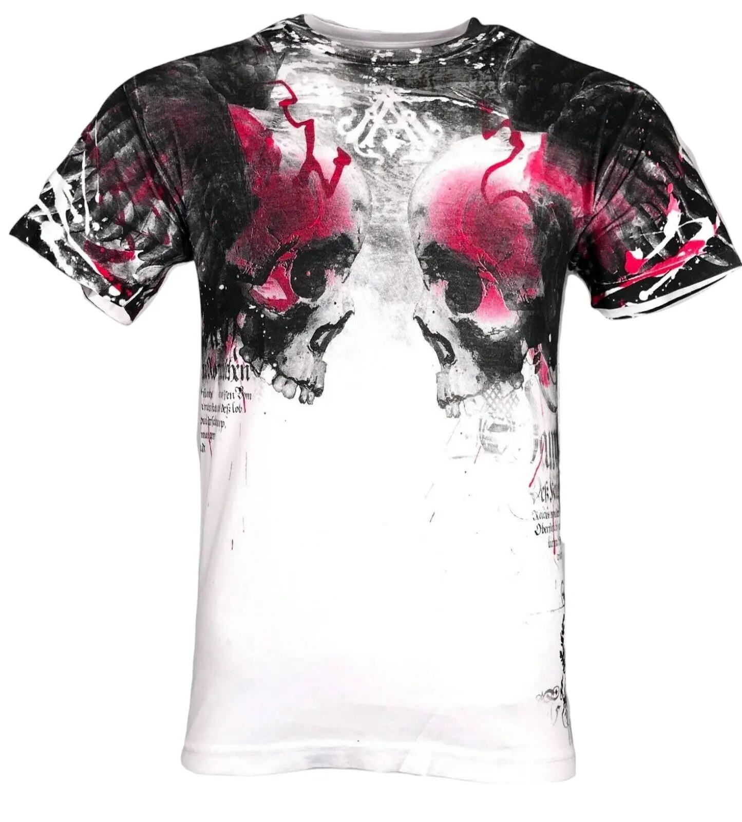 ARCHAIC by AFFLICTION Men's Cotton Crewneck Print T-Shirt - Short-Sleeve, Skull, Crusher, Cross, Wings Designs - Biker, MMA Casual Menswear Top