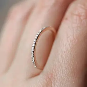 Women's Minimalist Wedding Engagement Ring Slim Exquisite Ring Crystal Micro Paving Cubic Zirconia Girls Jewelry R 133, Crystal Rings, Cubic Zirconia Rings