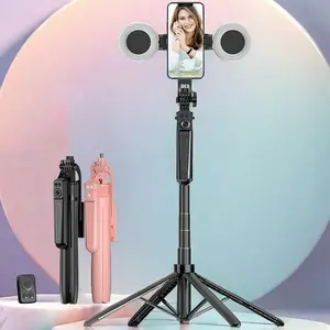 70-Inch Selfie Stick Tripod with 2 Fill Lights, Portable Foldable Design, Wireless Remote Control, Ideal for Video Vlogs & Travel, Smartphone Camera Accessories