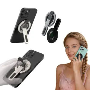 MagSafe Compatible Phone Grip Stand, Rotating Finger Ring Holder with Foldable Kickstand, Strong Magnetic Phone Holder for Hands-Free Use, Universal Smartphone Stand for Daily and Travel Use
